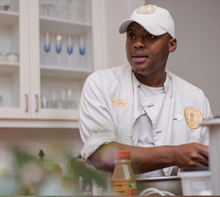 Chef Thulani Tshabalala at work in the kitchen